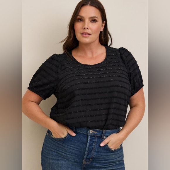 torrid Tops - Torrid Abbey Lurex Chiffon Puff Short Sleeve Top 2X NWT